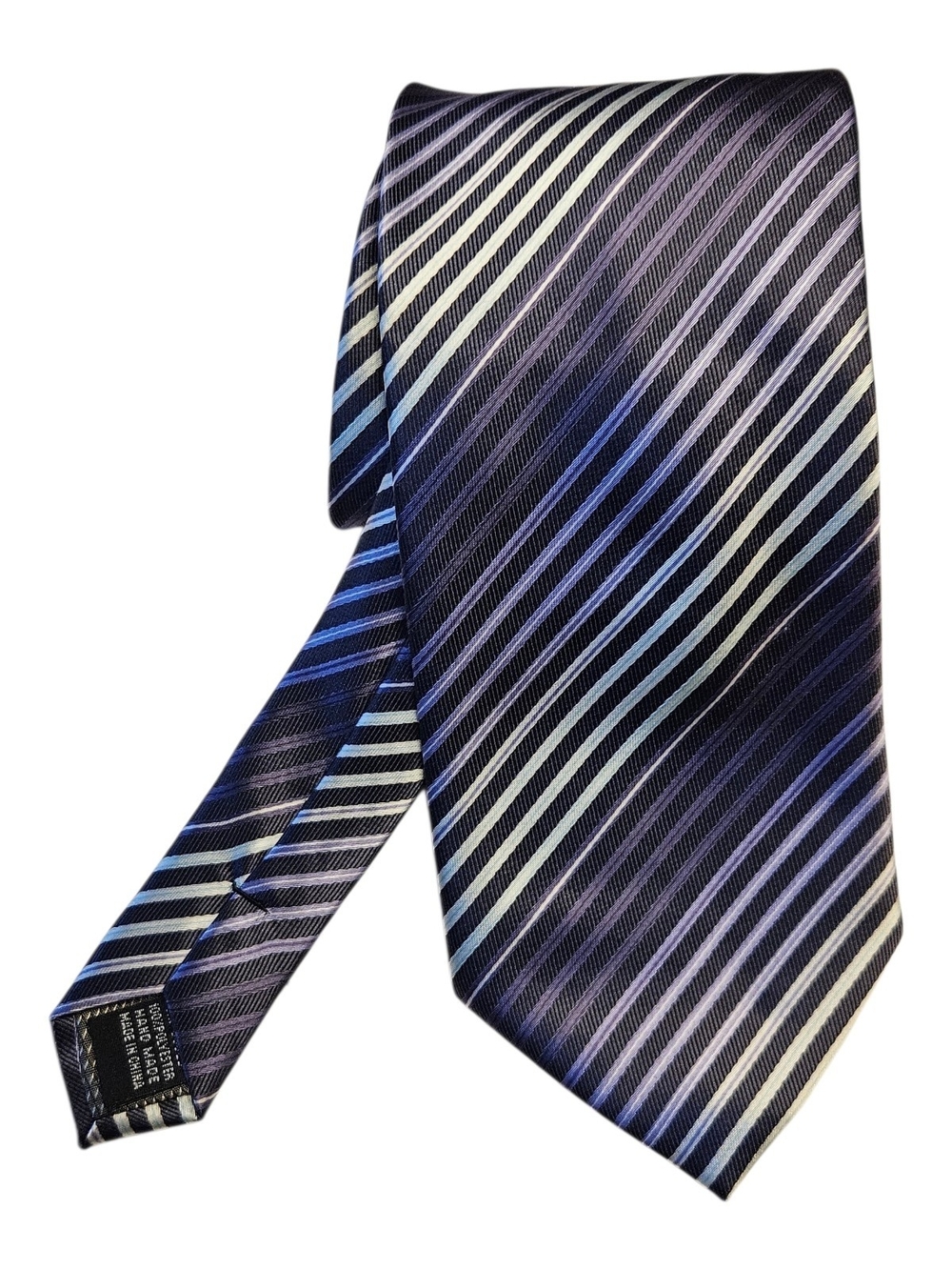 Chereskin Men’s Striped Necktie – Purple, Black, & Grey Diagonal Stripes